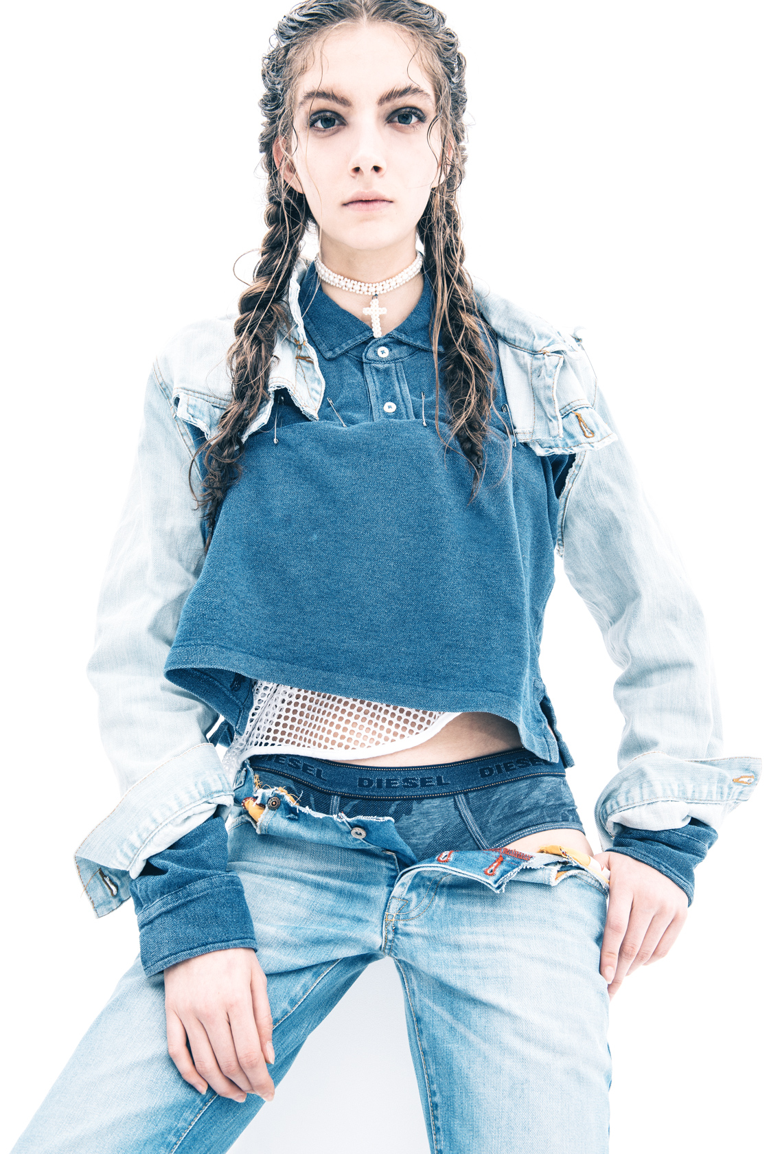 Блуза POLO RALPH LAUREN, бельо DIESEL, перли VELMAR