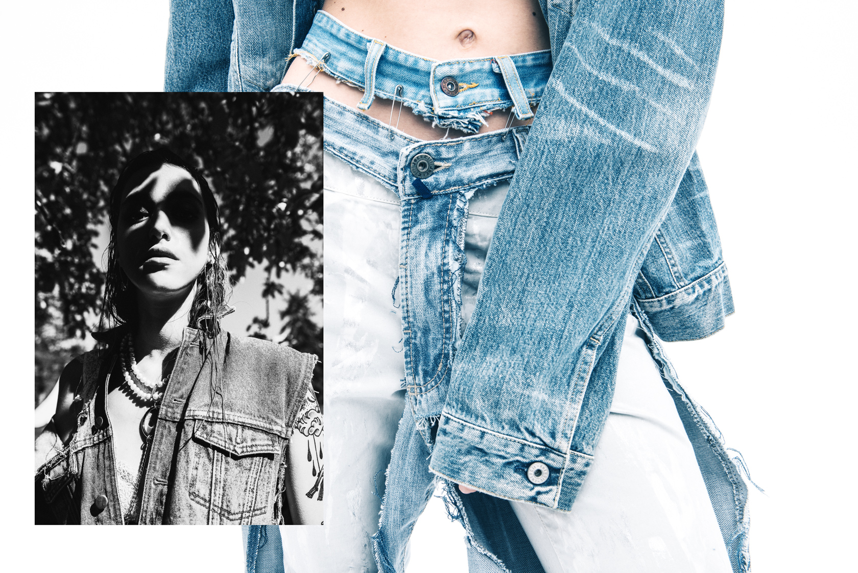 Бельо ERMANNO SCERVINO от PAP,  перли VELMAR, деним LOGO от PLUS ZERO CONCEPT STORE